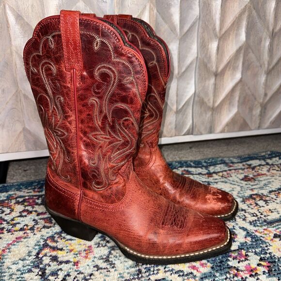 Ariat Shoes - Ariat Legend Boots Womens Size 8.5B Red Cowgirl Western Embroidered
